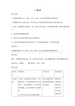 首師大版六年級下冊科學(xué)教案-3 微生物 （含教學(xué)反思）.docx