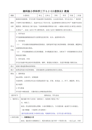 湘科版三年級下冊科學5.2小苗快長教案.doc