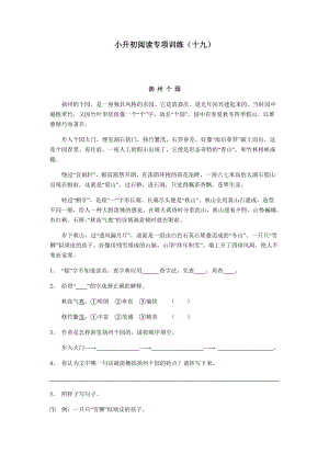 六年級下冊語文試題-小升初閱讀專項訓練（19）（無答案）全國通用.docx