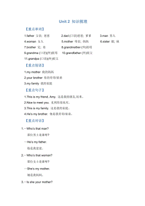 人教版PEP三年級下冊英語Unit2知識梳理.doc
