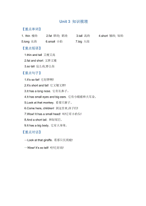 人教版PEP三年級下冊英語Unit3知識梳理.doc