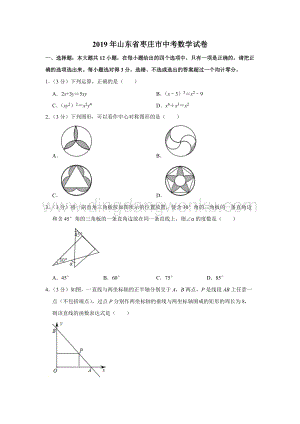 2019山東省棗莊市中考數學試卷解析版.doc
