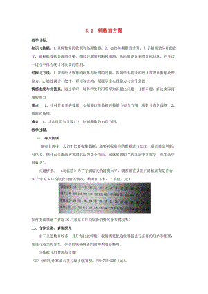 初中數(shù)學(xué)八年級(jí)下冊第5章數(shù)據(jù)的頻數(shù)分布5.2頻數(shù)直方圖教案新版湘教版.docx