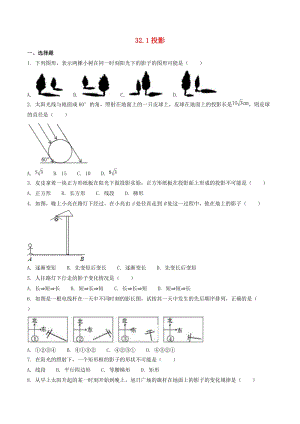 冀教版初中數學九年級下冊第三十二章投影與視圖32.1投影作業設計新版冀教版.doc