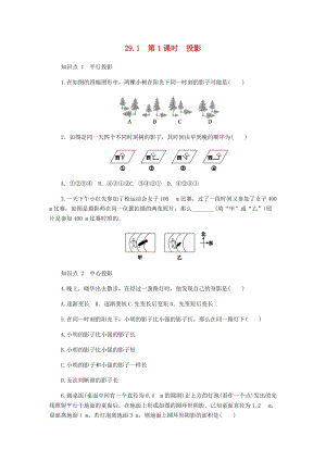 人教版初中數學九年級下冊第二十九章投影與視圖29.1投影第1課時投影作業設計新版新人教版.docx