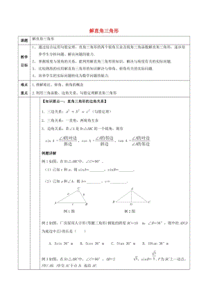 初中數(shù)學(xué)九年級下冊第1章解直角三角形1.3解直角三角形教案新版浙教版.doc