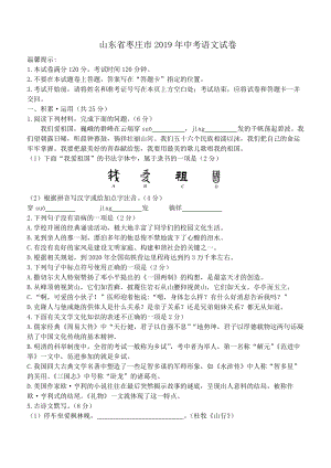 山東省棗莊市2019年中考語文試卷及答案（word版含解析）.doc