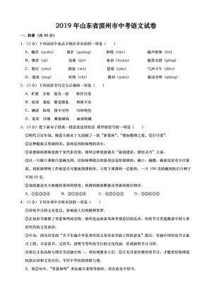 2019年山東省濱州市中考語文試題（word版含解析）.docx