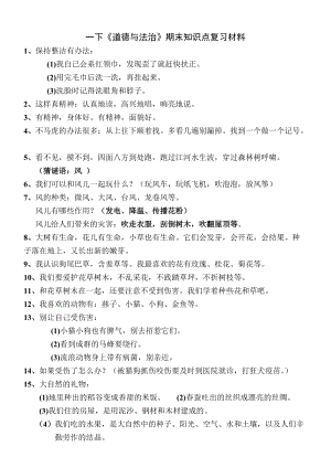 部編版一年級(jí)下冊(cè)道德與法治期末復(fù)習(xí)知識(shí)點(diǎn).doc