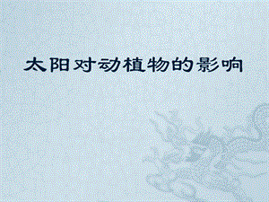大象版一年級下冊科學3.2《太陽對動植物的影響》公開課課件（河南杜老師）.pptx