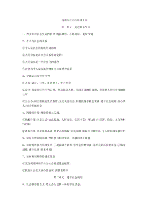 部編版八年級上冊道德與法治基本知識點歸納.docx