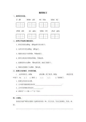 部編版二年級上冊語文葡萄溝隨堂練習（無答案）.doc