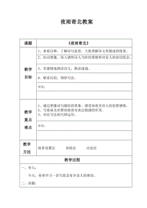 部編版七年級上冊語文夜雨寄北教案（沈老師公開課獲獎設計）.doc