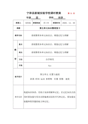 青島版四年級上冊科學第8課時 青島版四年級上冊科學第五單元知識整理復習.docx