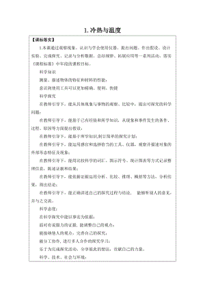 2021新蘇教版四年級下冊科學1.冷熱與溫度 教學設計.doc