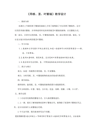 蘇教版四年級下冊科學13用根、莖、葉繁殖 教案.docx
