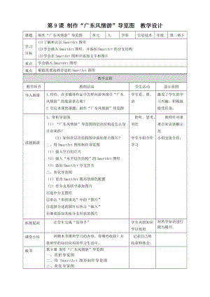 粵教版（B版）第二冊(cè)下信息技術(shù)第9課制作“廣東風(fēng)情游”導(dǎo)覽圖教學(xué)設(shè)計(jì).doc