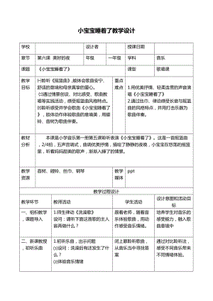 人音版一年級下冊音樂6演唱小寶寶睡著了優質教案（福建部級優課）.doc