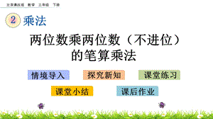 北京課改版三年級下冊數學2.3兩位數乘兩位數（不進位）的筆算乘法教學課件.pptx