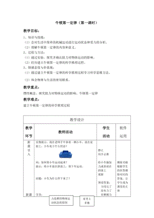 滬科版八年級物理7.1《科學探究：牛頓第一定律》教案（云南部級優課）.docx