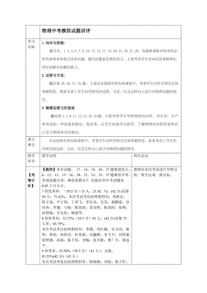 滬科版九年級物理中考模擬試題講評.doc