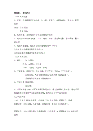 滬科版八年級(jí)上冊(cè)物理第四章知識(shí)點(diǎn).doc