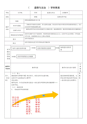 人教部編版九年級上冊道德與法制1.1堅持改革開放教案（吉林部級優課）.doc