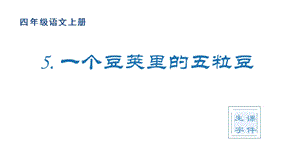人教部編版四年級上冊語文（生字課件）5.一個豆莢里的五粒豆.pptx