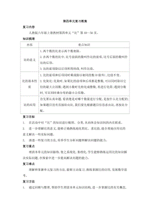 人教版六年級上冊數學第四單元復習教案.doc