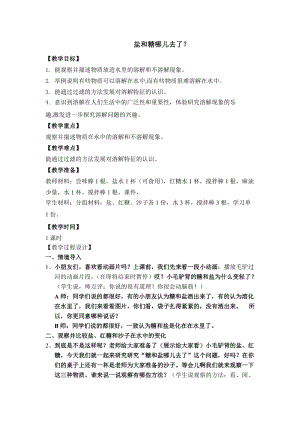 蘇教版一年級下冊科學6鹽和糖哪兒去了教案（陳老師公開課作品）.docx