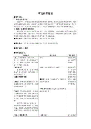 北師大版七年級心理健康教育17萌動的青春情 教案.doc