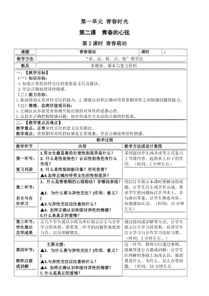人教版七年級(jí)下冊(cè)道德與法制2.2青春萌動(dòng)教案.docx