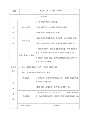 滬科版八年級下冊物理9.3物體的浮與沉教案.docx