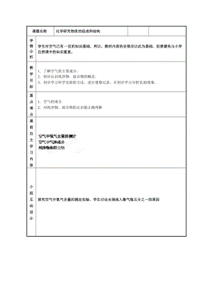 滬教版（全國）九年級上冊化學1.2 化學研究些什么 第2課時 教案.doc