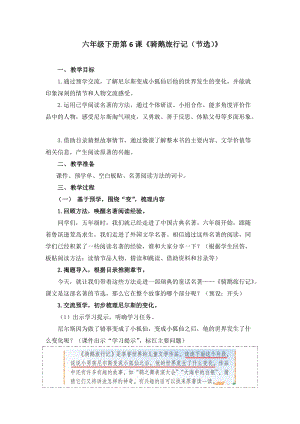 人教部編版六下語文6騎鵝旅行記（節(jié)選）教案（馮老師獲獎教學(xué)設(shè)計）.docx