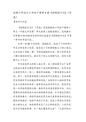 人教部編版六下語文6騎鵝旅行記（節(jié)選）教案（錢老師獲獎教學(xué)設(shè)計）.docx