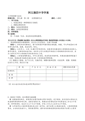 人教部編版七下道德與法制9.2《法律保障生活》教案（魏老師獲獎教學設計）.docx