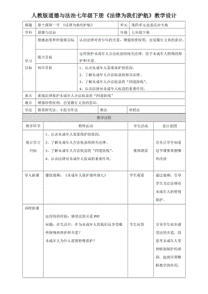 人教部編版七下道德與法制10.1《法律為我們護航》教案（戚老師獲獎教學設計）.docx
