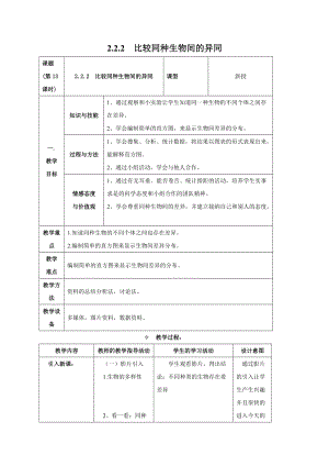 牛津上海版六年級上冊科學(xué)2.2.2比較同種生物間的異同 教案.doc
