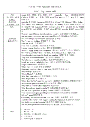 外研劍橋版Join in六年級下冊英語重點知識梳理（共8頁）.doc