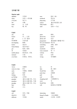 劍橋版五年級下冊英語單詞表（全冊）.doc