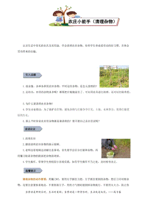 小學(xué)勞動與技術(shù)二年級-農(nóng)莊小能手（清理雜物）（教案）.docx