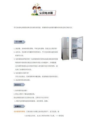 小學勞動與技術二年級-認識電冰箱（教案）.docx