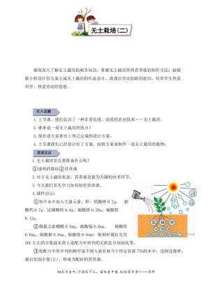 小學勞動與技術六年級13.無土栽培（二）（教案）.docx