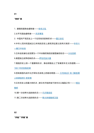 初中歷史“轉折”、“開端”、“口號”類事件匯總.docx