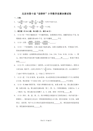 北京市第十屆迎春杯小學數(shù)學競賽決賽試卷.doc