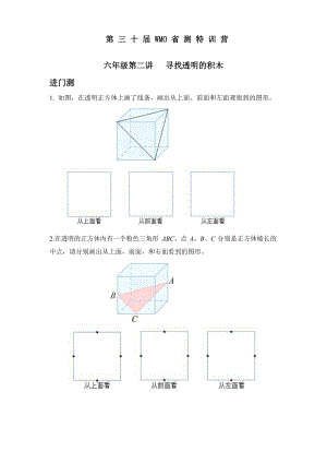 第三十屆WMO省測特訓營6年級第二講——尋找透明的積木.docx