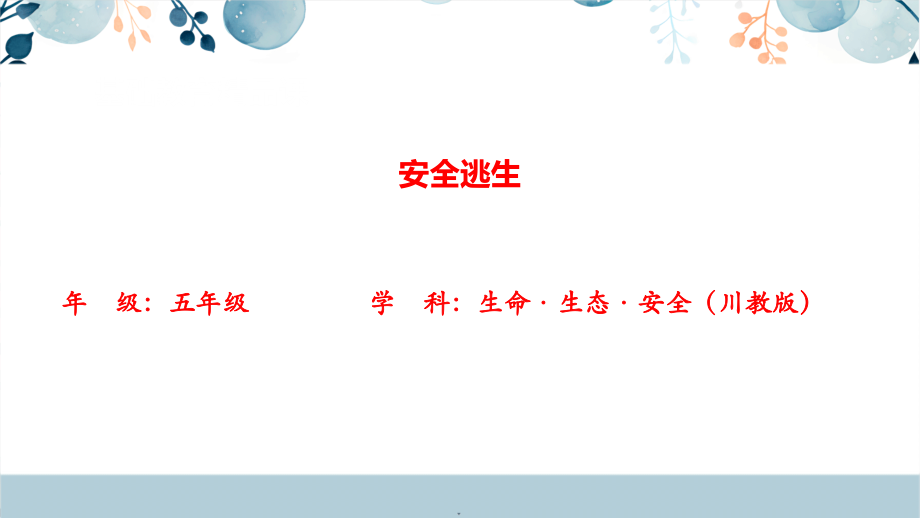 川教版五上生命生態(tài)安全第6課《安全逃生》課件+配套教案.rar