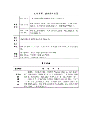 部編版九年級下冊語文1.祖國啊我親愛的祖國導(dǎo)學(xué)案含教學(xué)反思.docx
