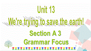 人教版九年級下冊英語Unit13Weretryingtosavetheearth!SectionAgrammarfocus課件.ppt
